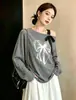 Nuevo top de manga larga con estampado de mariposas estilo coreano para mujer, de otoño temprano, versátil, casual, holgado, tipo suéter camiseta A13775