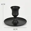 Candelabro Retrô Europeu Suporte de Vela de Ferro Pintado de Preto Artesanato de Metal Móveis para Casa Adereços de Fotografia