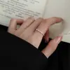 Anillo de bambú cuadrado para caminar, anillo de plata de ley S925 para mujer, simple, moderno, versátil, diseño de nicho, anillo fino, anillo abierto, anillo índice