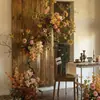 Cor de café de outono estilo retrô materiais florais materiais florais de casamento móveis macios atmosfera de outono adereços de casamento decorações flores artificiais