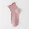 Meias Novas Primavera/Verão Femininas Japonesas Malha Dupla Listra Vertical Babado Curta Algodão Cor Sólida Meias Femininas Atacado