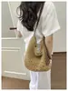 Bolso Tejido Perezoso Estilo Francés para Mujer 2026 Bolso de Hombro Tote Artístico Retro Bolso de Playa para Vacaciones en la Costa con Decoración de Borla