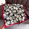 Bufanda de Seda Estampada Floral Moda Coreana Bufanda Cuadrada Chal de Sentido Avanzado Protección Solar Cuello Bufanda Cuadrada Pequeña Bufanda para Mujer