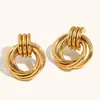 Moda europea y americana temperamento personalidad nicho pendientes lineales irregulares acero inoxidable chapado en oro de 18 quilates pendientes de aro de línea
