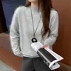 Suéter de Tricô Escovado Peça Única Sem Costura para Mulheres, Gola Meia-Alta, Manga Longa, Novo Estilo Outono/Inverno, Quente, Amigo da Pele, Camada Base Pulôver