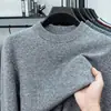Suéter Pulóver de Invierno para Hombre 2026 Cuello Redondo Tejido Grueso de 7 Puntos con Hilo Fantasía con Lana, Camiseta Base de Punto Cálido