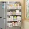 Estante de Almacenamiento Lateral para Refrigerador Estante para Suministros de Cocina Estante Colgante de Pared Lateral Multicapa para Botellas de Especias Película Adhesiva Sin Perforaciones