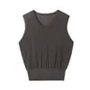Venta de liquidación: Chaleco de Punto Ligero y Transpirable sin Mangas para Mujer, Top Casual de Cuello en V de Hombro Ancho de Lyocell