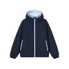 Jaqueta cardigan com capuz estilo americano, peça externa casual masculina de corte solto, jaqueta versátil e moderna, azul escuro, moda feminina, jaqueta para casal