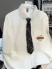 Camisa de Manga Comprida Estilo College Masculina Estilo Japonês Adolescente Rasgado Bonito Estudante Uniforme dk Camisa com Senso Avançado Moda Roupa de Aula Tendência