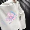 Camiseta de Manga Corta con Estampado de Flores Algodón para Mujer Popular Verano Holgada para Fondo Estilo Coreano Dulce Cuello Redondo Top Camiseta de Algodón