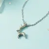 Colar Simples Pequeno Veado Exquisito Corrente Simples para Clavícula Pingente Feminino Estilo Coreano Doce Presente de Dia dos Namorados Estudante Versátil