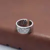 Anillo Nuevo de Plata s925 Marino Corrugado Moda Personalizado Seiko Patrón Simple Geométrico Rústico Retro Apertura Amplia