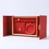 Caja de Empaque para Joyería de Oro Triple Apertura Doble para Boda Caja para Anillo de Compromiso de Oro Caja de Regalo para Colgante Pulsera Collar Venta al por Mayor