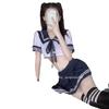 Gato horrible lencería sexy calcetines a rayas de estudiante uniforme jk traje tentación corbata falda plisada uniforme de marinero