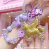 Producto Más Vendido en el Año del Caballo: Llavero de Oro Puro 999 con Cadena de Cuentas Corazón Rosa, Colgante de Bolsa de Dinero, Regalo de San Valentín al por Mayor