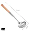 Espátula de Aço Inoxidável 304 Espessada Conjunto de Utensílios de Cozinha Colher de Cozinhar Cozinha Doméstica Cozinha Cabo de Madeira de Faia Escorredor de Sopa Espátula
