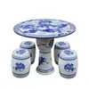 Jingdezhen Cerámica Mesa Taburete Redonda Mesa Antigua Porcelana Azul y Blanca Decoración Balcón Patio Exterior Jardín Mesa Taburete juego