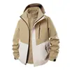 Chaqueta de Forro de Terciopelo de Cordero de Invierno Impermeable y Cortavientos Combinación de Colores Capucha Desmontable Chaqueta para Hombre y Mujer Tres en Uno Ropa de Trabajo para Hombre