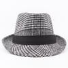 Gorro cálido de lana con ala deformada para personas de mediana edad y mayores, estilo británico, estilo retro, a cuadros, estilo jazz europeo y americano, para otoño e invierno.