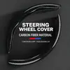 2 Piezas Cubierta de Volante de Fibra de Carbono Negro Brillante, Segmentada con Broche Antideslizante Protector de Agarre para Volante, Ajuste Universal Accesorios de Interior para Autos, SUVs, Camiones