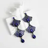 Pendientes Amazon transfronterizos, extragrandes, electrochapados, elegantes, de estilo largo, con un toque de alta gama, adornados con borlas y pedrería negra