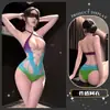 Lencería Sexy de Cuello Halter con Atractivo Degradado, Atrevido Conjunto de Malla de una Pieza, Lencería Erótica con Cortes, Puro Deseo