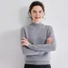 Suéter de Cashmere Gola Alta Meia Espesso Feminino Pulôver Tricotado Curto Novo Outono e Inverno 2024 Suéter Base de Cashmere