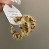 Aretes de Tela con Estampado de Leopardo Europeo y Americano para Mujer Aguja de Plata S925 marrón Aretes de Argolla de Alta Gama Aretes Moda Otoño e Invierno Aretes de Lana