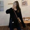 Corea del Sur Dongdaemun Otoño e Invierno Suelto Largo Medio Fondo Interior Top Dividido Manga Larga Camiseta Blanca de Mujer Ins