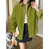 Camisa de Pana de Algodón Vintage de Manga Larga Holgada Matcha Aguacate 3ª Mañana Zy3790