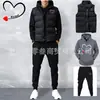Comercio Exterior Transfronterizo Conjunto de Tres Piezas Sudadera Chaleco para Hombre y Mujer con Forro Polar y Estampado de Corazón Traje Deportivo con Capucha Casual