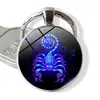 Llavero de Cristal Exquisito de Constelación Zodiacal, Joyería de Anillo de Llave Metálico Estilo Europeo y Americano