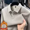 Suministro Directo de Fábrica Suéter Básico Otoño e Invierno para Hombre Anti-Pilling Cuello Polo Casual para Hombres de Mediana Edad Camisa de Punto