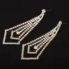 Pendientes de Moda con Forma de Rombo de Comercio Exterior, Pendientes Largos Completamente de Diamante para Mujer, Joyería para Orejas Sexy de Club Nocturno Europeo y Americano E421