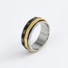 Anillo Giratorio de Acero Inoxidable Europeo y Americano de Doble Capa con Caracteres Romanos y Doce Ángulos, Simple, Bicolor, de Acero de Titanio para Hombres