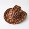 Sombrero Vaquero Occidental de Estilo Europeo y Americano con Estampado de Leopardo Transfronterizo Sombrero Cálido de Invierno Sombrero de Fieltro de Alta Calidad para Mujer Sombrero de Estilo Caballero