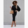 Otoño e invierno 2024 nuevo transfronterizo Amazon wish AliExpress ropa de mujer europea y americana color liso manga de farol ajustada a la cintura escalonada