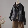 Nueva Moda Europea Tendencia Chaqueta Corta de Plumas para Mujer 2026 Elegante Patchwork Mangas de Punto Engrosada Pluma de Pato Blanca Abrigo de Invierno