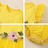 Novo Estilo de Verão para Bebê Menina Saia de Renda com Manga Flare, Saia Princesa Florzinha Fofa, Macacão de Engatinhar, Conjunto de Duas Peças com Faixa de Cabeça