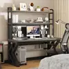 Mesa de Computador Mesa de Estudo Mesa de Escritório Conjunto Completo com Mesa e Cadeira Painel Perfurado Mesa Gamer Estante de Chão
