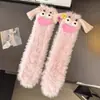 Meias infantis de inverno em fleece de coral, meias de cano médio para meninos e meninas, meias engraçadas, feias, fofas, meias quentes para casa, para dormir, para o chão, da moda