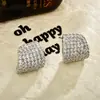 Pendientes de Diseño de Nicho Moda Superficie Curva Microincrustados de Circonita, Exquisito Temperamento de Lujo Ligero, Pendientes de Gama Alta Estilo Socialité
