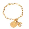 Jingqiao Design Sense Nicho Aço Titânio Ouro 18K Aço Inoxidável Zircônia Acessórios Moeda Lua Incrustada Zircônia Pulseira de Copo
