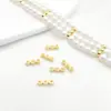 Cobre Chapado en Oro Fuerte Retención de Color Tres Filas de Cuentas Redondas Espaciadoras y Espaciadores para Accesorios de Joyería Hechos a Mano DIY, Pulseras y Collares de Perlas
