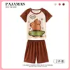 Pijamas de Verano de Algodón Imitación para Niños Pantalones de Manga Corta Niños y Niñas Ropa para Bebé con Aire Acondicionado Niños Grandes Traje Ropa para el Hogar para Padres e Hijos