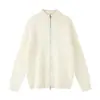 Yidao Roupas Vintage 2026 Outono Novo Estilo Retro Americano Old Money Suéter Cardigan Jaqueta com Listras Torcidas e Zíper Duplo para Homens