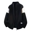 Bestseller transfronterizo: Cárdigan de punto de marca moderna, moda clásica, bloques de color, cuello alto, suéter para hombre, directo del fabricante