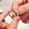 Anel de prata de lei s925 para casal com diamantes embutidos, masculino e feminino, fosco, formato H, abertura, presente de confissão