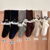 Calcetines Infantiles Estilo Nuevo Otoño Cuadros Encaje Moño Medias para Niñas Entrepierna de Dos Vías Ropa Exterior para Bebé Pantalones de Capa Base